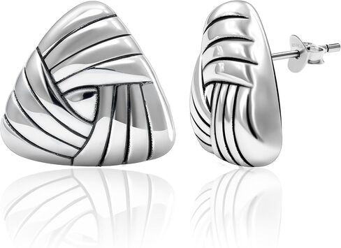 Lightweight 925 Sterling Silver Ball Stud Earrings for Women | Round Polished Silver Stud Earrings | Hypoallergenic 925 Sterling Silver Stud Earrings for Women with Secure Pushbacks By MAX + STONE, in Saudi Arabia