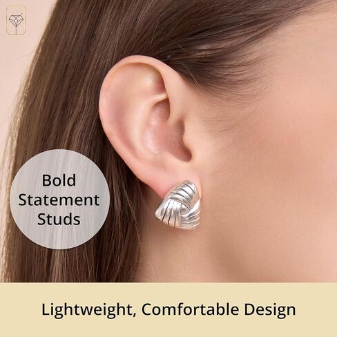 Lightweight 925 Sterling Silver Ball Stud Earrings for Women | Round Polished Silver Stud Earrings | Hypoallergenic 925 Sterling Silver Stud Earrings for Women with Secure Pushbacks By MAX + STONE, in Saudi Arabia
