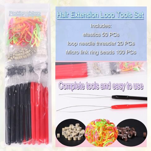 Hair Extension Loop Tools Set, 10 Pcs Pulling Needles, Black and Red Threader for Braiding, Tinsel & Feather Hair Extensions,Crafting, Sewing, Working with Yarn,Tufting,for Crafter DIYer Stylists in Saudi Arabia