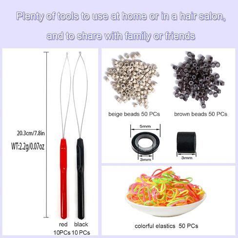 Hair Extension Loop Tools Set, 10 Pcs Pulling Needles, Black and Red Threader for Braiding, Tinsel & Feather Hair Extensions,Crafting, Sewing, Working with Yarn,Tufting,for Crafter DIYer Stylists in Saudi Arabia