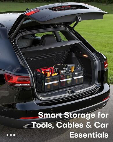 HOTOR Trunk Organizer for SUV – Car Storage Box with Reflective Strips, Collapsible Car Organizer with Large Capacity, Essential Car Accessories for Truck, Van & Sedan, Black, 33.1" x 13.0" x 12.0" in Kuwait