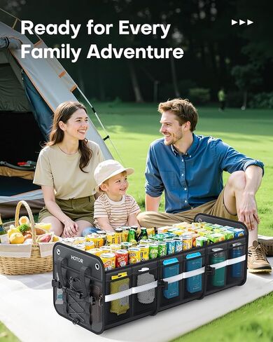 HOTOR Trunk Organizer for SUV – Car Storage Box with Reflective Strips, Collapsible Car Organizer with Large Capacity, Essential Car Accessories for Truck, Van & Sedan, Black, 33.1" x 13.0" x 12.0" in Kuwait