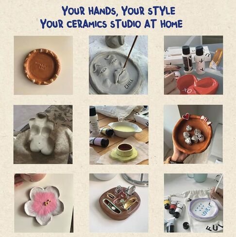 KLAYFUL Pottery Kit for Adults – 3kg Air Dry Clay Pottery Set with Tools, Paints & Brushes – DIY Arts & Crafts Kit for Beginners & Couples | Creative Gift Set for Relaxing Date Night Crafts in Saudi Arabia
