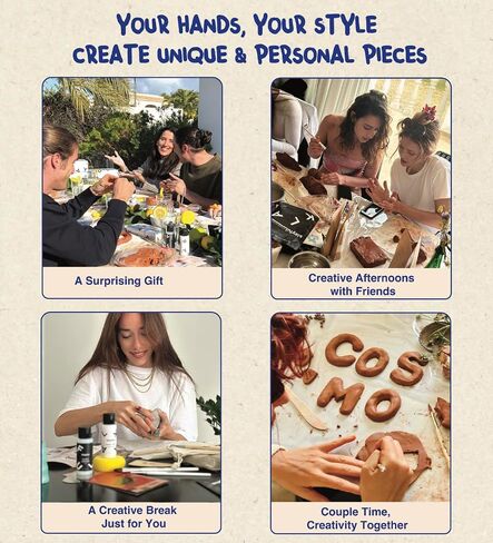 KLAYFUL Pottery Kit for Adults – 3kg Air Dry Clay Pottery Set with Tools, Paints & Brushes – DIY Arts & Crafts Kit for Beginners & Couples | Creative Gift Set for Relaxing Date Night Crafts in Saudi Arabia