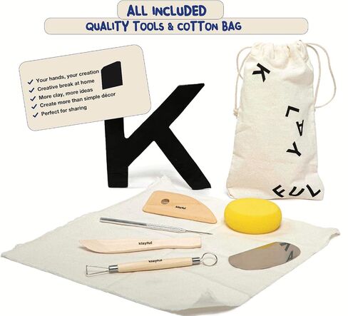 KLAYFUL Pottery Kit for Adults – 3kg Air Dry Clay Pottery Set with Tools, Paints & Brushes – DIY Arts & Crafts Kit for Beginners & Couples | Creative Gift Set for Relaxing Date Night Crafts in Saudi Arabia
