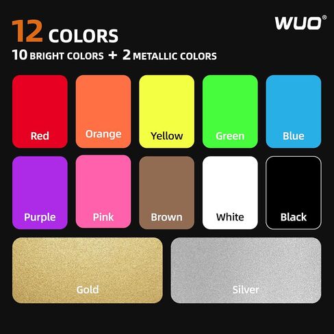 WUO Chalk Markers for Windows Glass, 12 Colors Liquid Chalk Pens with 10mm 3 in 1 Nib, Washable Window Markers for Mirrors, Blackboards, Car Windows, Bistro Signs, Classroom Boards & DIY Crafts in Saudi Arabia