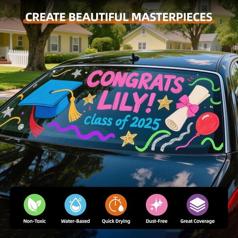 WUO Chalk Markers for Windows Glass, 12 Colors Liquid Chalk Pens with 10mm 3 in 1 Nib, Washable Window Markers for Mirrors, Blackboards, Car Windows, Bistro Signs, Classroom Boards & DIY Crafts in Saudi Arabia