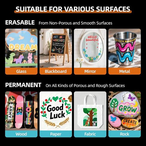WUO Chalk Markers for Windows Glass, 12 Colors Liquid Chalk Pens with 10mm 3 in 1 Nib, Washable Window Markers for Mirrors, Blackboards, Car Windows, Bistro Signs, Classroom Boards & DIY Crafts in Saudi Arabia