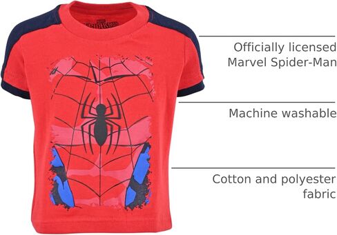 Marvel Spider-Man Boys 3 Pack T-Shirts for Toddlers and Big Kids - Red/Black/Grey/Blue in Saudi Arabia