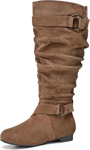 mysoft Women's Wide Calf/Extra Wide Calf Knee High Boots Slouchy Flat Tall Boots with Side Zipper in Saudi Arabia