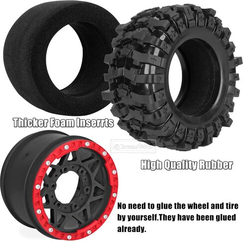 إطارات شاحنة RC بمقياس 1/10، عجلات وإطارات مع سداسي 12/14/17 مم لـ Rustler Stampede Hoss، Arrm a Granite Vorteks Big Rock 3S، 1/10 إطارات الطرق الوعرة إطارات شاحنة مطاطية مع حشوة إسفنجية، أسود مع أحمر in Kuwait