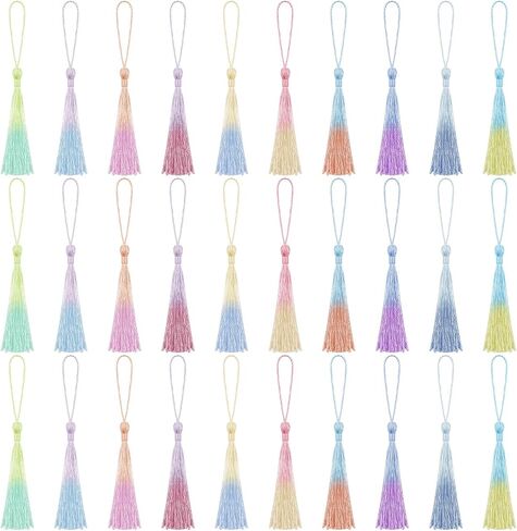 30PCS Mini Tassels,Silky Soft Bookmark Tassels Bulk, with Rope Loop,Small Tassel for Craft, for Jewelry Making, Bookmarks, DIY Crafts, Keychains, 10 Colors in Saudi Arabia