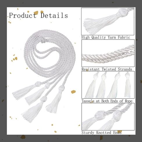 حبال شرف مزدوجة للتخرج مع حبال أكاديمية مضفرة بشرابة لحفلات الكلية بالمدرسة الثانوية 68 بوصة (وردي + أبيض) in Kuwait