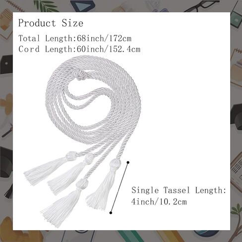 حبال شرف مزدوجة للتخرج مع حبال أكاديمية مضفرة بشرابة لحفلات الكلية بالمدرسة الثانوية 68 بوصة (وردي + أبيض) in Kuwait