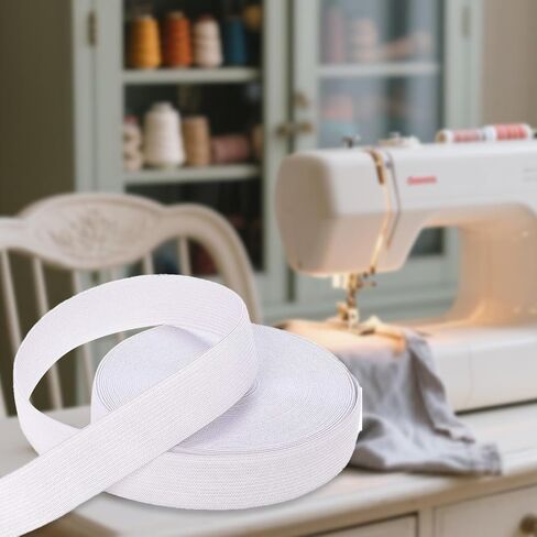 White Elastic Band for Sewing - 1 Inch Wide 11 Yards Strong Stretch Knit Waistband Trim for Pants,Clothing & Craft Projects - Reusable Sewing Elastic Spool in Saudi Arabia