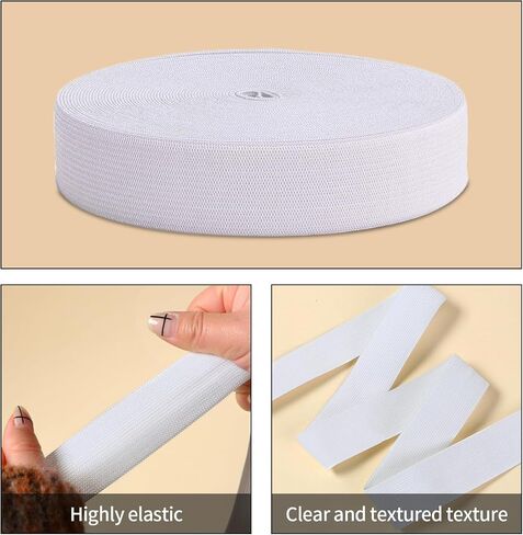 White Elastic Band for Sewing - 1 Inch Wide 11 Yards Strong Stretch Knit Waistband Trim for Pants,Clothing & Craft Projects - Reusable Sewing Elastic Spool in Saudi Arabia