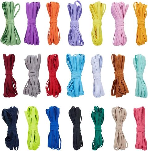 BENECREAT 114 Yard 21 Colors Elastic Band, 6mm Wide Elastic Knitting Band for Sewing, Stretch Strap for DIY Clothing Headbands Decorations Crafts, Sewing Accessories in Saudi Arabia