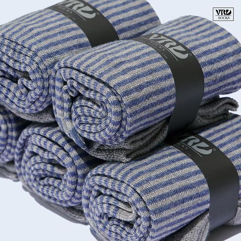 VRD SOCKS Mens Dress Socks, Bamboo Socks for Men, 5-Pack - Shoe Size 8-13, Pacific Grey - Striped in Saudi Arabia