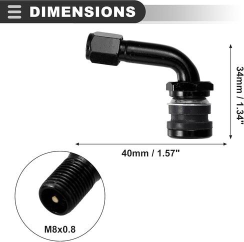 Motoforti Universal Motorcycle Valve Stem, Metal, Black, 4 Pcs in Saudi Arabia