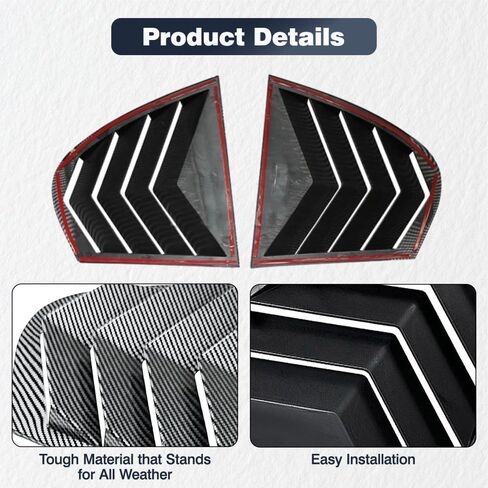 Riloer Rear Window Louver Shutter, Car Rear Louver Covers Compatible with BMW 5 Series E60 E61 2004-2010 (After June 2004), Carbon Fiber Look Finish, 2 pcs in Saudi Arabia
