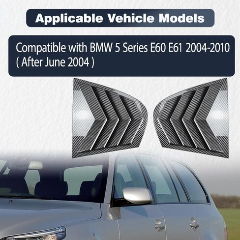 Riloer Rear Window Louver Shutter, Car Rear Louver Covers Compatible with BMW 5 Series E60 E61 2004-2010 (After June 2004), Carbon Fiber Look Finish, 2 pcs in Saudi Arabia