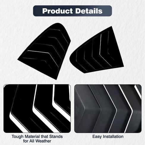 Riloer Window Louvers, Car Rear Louver Covers Replacement, Compatible with BMW 5 Series F10 525i 530i 2011-2017(After June 2011), Glossy Black, 2 pcs in Saudi Arabia
