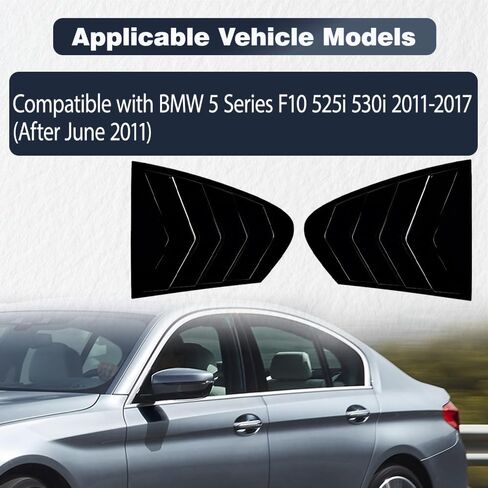 Riloer Window Louvers, Car Rear Louver Covers Replacement, Compatible with BMW 5 Series F10 525i 530i 2011-2017(After June 2011), Glossy Black, 2 pcs in Saudi Arabia