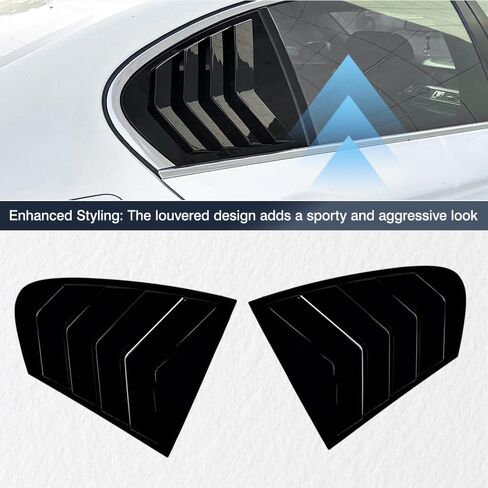 Riloer Window Louvers, Car Rear Louver Covers Replacement, Compatible with BMW 5 Series F10 525i 530i 2011-2017(After June 2011), Glossy Black, 2 pcs in Saudi Arabia