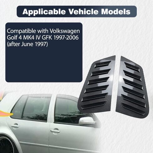 Riloer Car Side Window Louver Scoop Shutter Covers, Compatible with Volkswagen Golf 4 MK4 IV GFK 1997-2006 (After June 1997), Carbon Fiber Look Finish, 2 pcs in Saudi Arabia