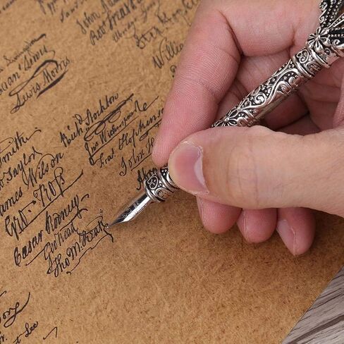 TOPINCN Antique Dip Pen Quill Pen Calligraphy Metal Nibbed Pen Writing Ink Set Stationery 5 Nibs(Black) in Saudi Arabia
