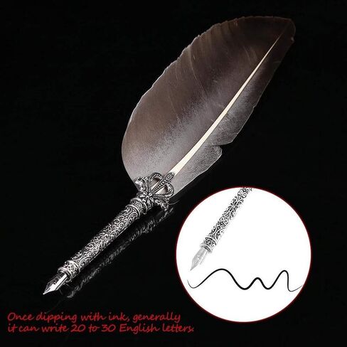 TOPINCN Antique Dip Pen Quill Pen Calligraphy Metal Nibbed Pen Writing Ink Set Stationery 5 Nibs(Black) in Saudi Arabia