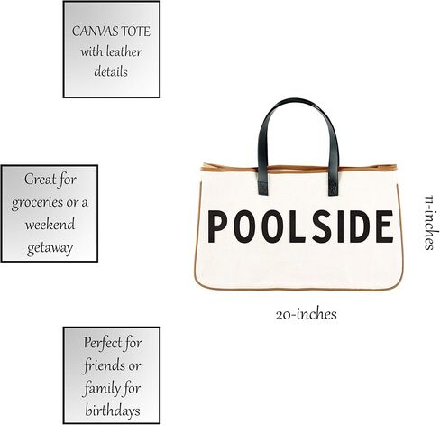 Santa Barbara Design Studio Tote Bag Hold Everything Collection Black and White 100% Cotton Canvas with Genuine Leather Handles, Large, Summer Vibes in Kuwait