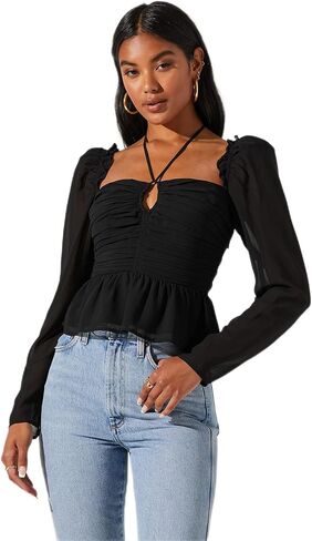 ASTR the label Women's Toni Top, Brown Yellow Floral, Large in Saudi Arabia