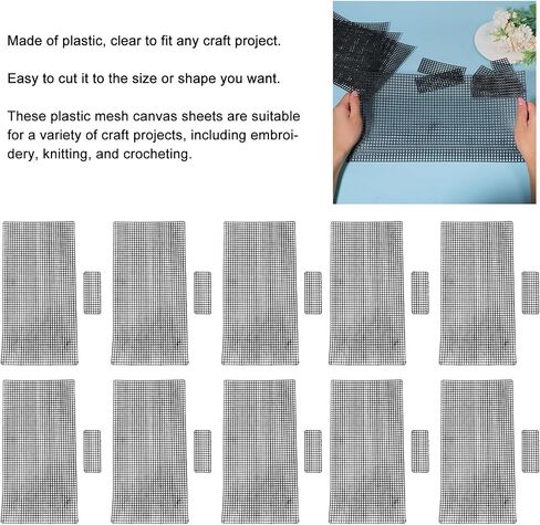 WAHEWUD 20 Pcs Plastic Canvas, Mesh Sheet Set, Includes 10 Large and 10 Small Sizes, Cuttable Design with Smooth Edges, Needlepoint Fabric for DIY Embroidery Crochet Projects in Saudi Arabia