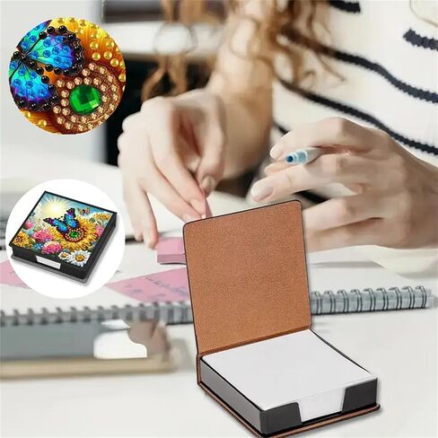 صندوق ملاحظات طقم طلاء ألماس على شكل فراشة، صندوق تخزين ورق مذكرة فن ماسي، حامل ملاحظات لاصق فن ماسي، لوحة مذكرة لوحة ماسية لمكتب المكتب. (الفراشة2) in Kuwait