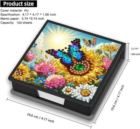 صندوق ملاحظات طقم طلاء ألماس على شكل فراشة، صندوق تخزين ورق مذكرة فن ماسي، حامل ملاحظات لاصق فن ماسي، لوحة مذكرة لوحة ماسية لمكتب المكتب. (الفراشة2) in Kuwait