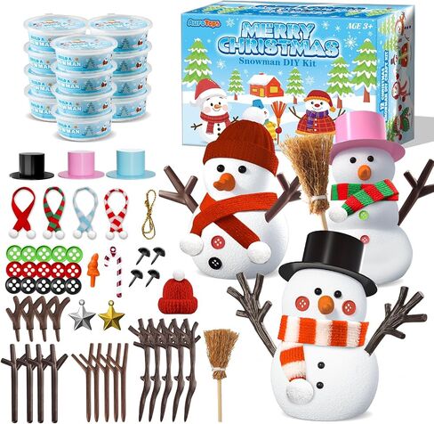 AuroTops 12 Pack Christmas Crafts for Kids,DIY Snowman Kit,Build a Snowman Kit,Modeling Clay Craft Kits for Kids,Christmas Stocking Stuffers Holiday Party Decoration Gifts Bulk in Saudi Arabia