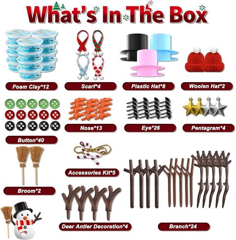 AuroTops 12 Pack Christmas Crafts for Kids,DIY Snowman Kit,Build a Snowman Kit,Modeling Clay Craft Kits for Kids,Christmas Stocking Stuffers Holiday Party Decoration Gifts Bulk in Saudi Arabia