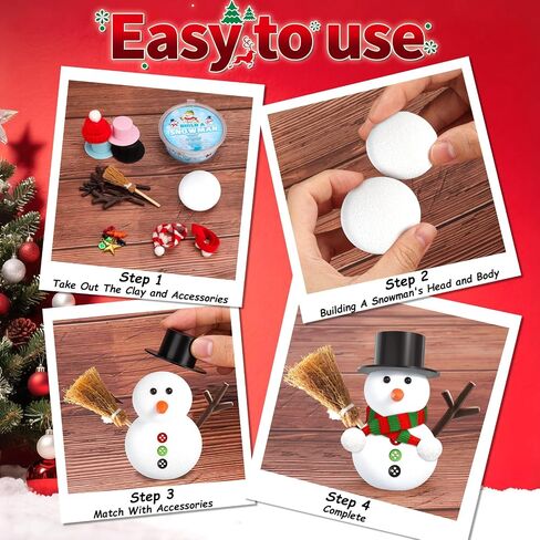 AuroTops 12 Pack Christmas Crafts for Kids,DIY Snowman Kit,Build a Snowman Kit,Modeling Clay Craft Kits for Kids,Christmas Stocking Stuffers Holiday Party Decoration Gifts Bulk in Saudi Arabia
