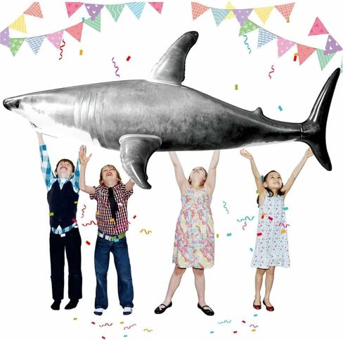 سمكة قرش زرقاء كبيرة قابلة للنفخ 79 انش لحمام السباحة، ديكور الحفلات، لوازم الهدايا، هدايا عيد الميلاد للاطفال والكبار in Kuwait