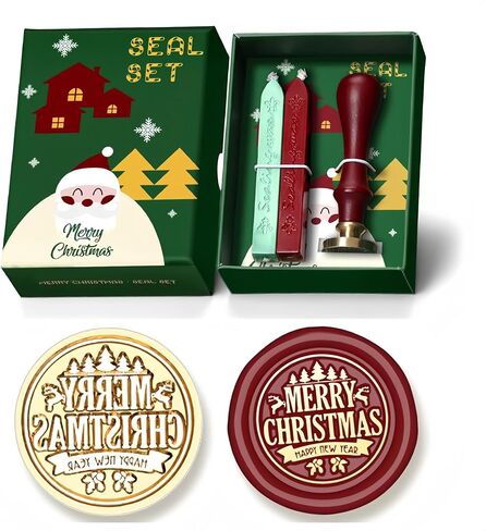 Mceal Christmas Wax Seal Stamp Kit, 2 Wax Sticks & 1 Stamp Seal for Gift Wrapping, DIY Holiday Greeting Cards, Envelopes and Invitations in Saudi Arabia