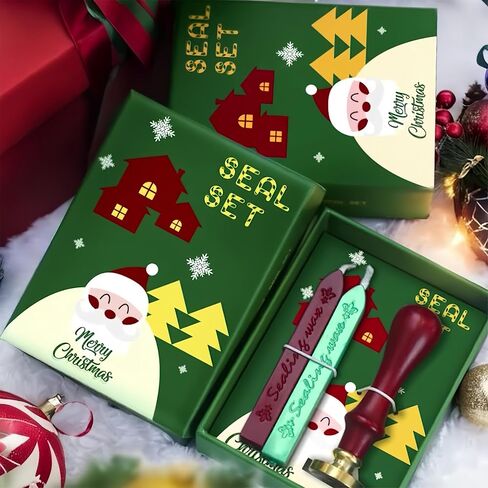 Mceal Christmas Wax Seal Stamp Kit, 2 Wax Sticks & 1 Stamp Seal for Gift Wrapping, DIY Holiday Greeting Cards, Envelopes and Invitations in Saudi Arabia
