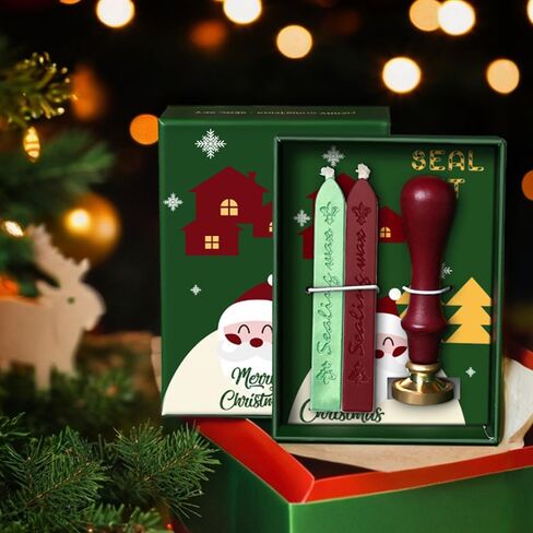 Mceal Christmas Wax Seal Stamp Kit, 2 Wax Sticks & 1 Stamp Seal for Gift Wrapping, DIY Holiday Greeting Cards, Envelopes and Invitations in Saudi Arabia