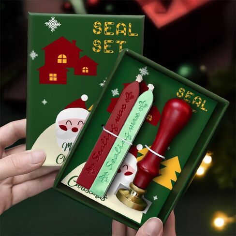 Mceal Christmas Wax Seal Stamp Kit, 2 Wax Sticks & 1 Stamp Seal for Gift Wrapping, DIY Holiday Greeting Cards, Envelopes and Invitations in Saudi Arabia