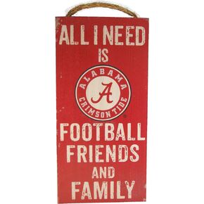 Fan Creations Alabama Crimson Tide 6" x 12" All I Need is Football, Friends, and Family Wood Sign
