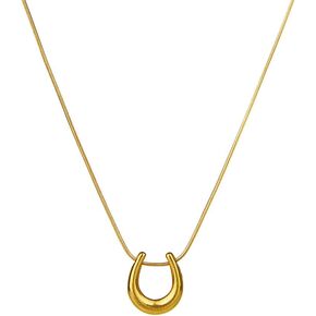 JczR.Y Horseshoe Necklace for Women Stainless Steel Horseshoe Necklace Gold U Shaped Necklace Pendant Round Snake Chain Necklace Fashion Jewelry