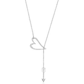 MORGAN & PAIGE .925 Sterling Silver Lariat Style Y-Necklace with Cubic Zirconia-Accented