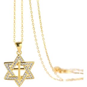 lagava Star of David Necklace: Cross Necklace y2k | Six Point Star with Cross Necklace, 925 Sterling Silver Necklace for Women