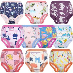 MooMoo Baby Training Underwear 10 Packs Absorbent Potty Training Pants for Boys and Girls Cotton Pee Pants 2T-9T