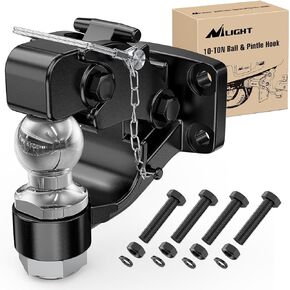 Nilight Pintle Hook Trailer Hitches Receiver Hook Combination 2-5/16" Hitch Ball with Mounting Kit, 14000LBS Black Bolt On Adjustable Powder-Coated,2 Years Warranty